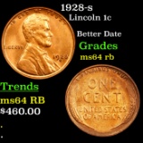 1928-s Lincoln Cent 1c Grades Choice Unc RB