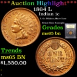 ***Auction Highlight*** 1864 L Indian Cent 1c Graded GEM Unc BN By USCG (fc)