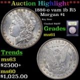 ***Auction Highlight*** 1886-o vam 1b R5 Morgan Dollar $1 Graded BU+ By USCG (fc)
