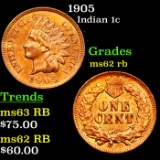 1905 Indian Cent 1c Grades Select Unc RB