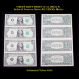 UNCUT MINT SHEET of 4x 2003a $1 Federal Reserve Notes All GEM Or Better Grades