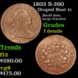 1803 S-260 Draped Bust Large Cent 1c Grades f details