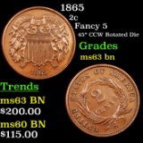 1865 Two Cent Piece 2c Grades Select Unc BN