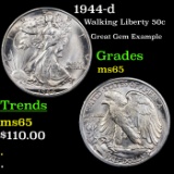 1944-d Walking Liberty Half Dollar 50c Grades GEM Unc