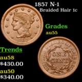 1857 N-1 Braided Hair Large Cent 1c Grades Choice AU