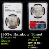 NGC 1902-o Rainbow Toned Morgan Dollar $1 Graded ms63 By NGC