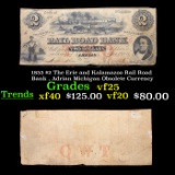 1853 $2 The Erie and Kalamazoo Rail Road Bank , Adrian Michigan Obsolete Currency Grades