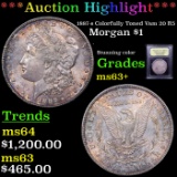 ***Auction Highlight*** 1887-s Colorfully Toned Vam 20 R5 Morgan Dollar $1 Graded Select+ Unc By USC