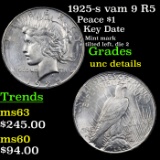 1925-s vam 9 R5 Peace Dollar $1 Grades Unc Details