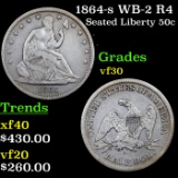 1864-s WB-2 R4 Seated Half Dollar 50c Grades vf++
