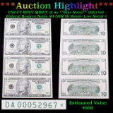 ***Auction Highlight*** UNCUT MINT SHEET of 4x **Star Notes** 2003 $10 Federal Reserve Notes All GEM