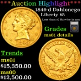 *HIGHLIGHT OF ENTIRE AUCTION* 1849-d Dahlonega Gold Liberty $5 Graded ms61 details By SEGS (fc)