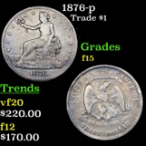 1876-p Trade Dollar $1 Grades f+