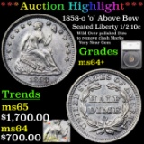 ***Auction Highlight*** 1858-o  'o' Above Bow Seated Liberty Half Dime 1/2 10c Graded ms64+ By SEGS