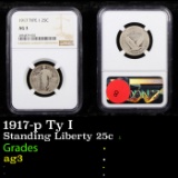 NGC 1917-p Ty I Standing Liberty Quarter 25c Graded ag3 By NGC