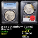 PCGS 1883-o Rainbow Toned Morgan Dollar $1 Graded ms63 By PCGS