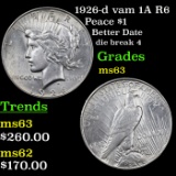 1926-d vam 1A R6 Peace Dollar $1 Grades Select Unc