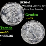 1936-d Walking Liberty Half Dollar 50c Grades GEM Unc