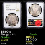 NGC 1880-s Morgan Dollar $1 Graded ms63 By NGC
