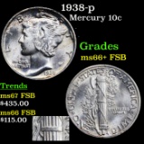 1938-p Mercury Dime 10c Grades GEM++ FSB