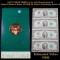 UNCUT MINT SHEET of 4x 1976 Bicentennial $2 Federal Reserve Notes All GEM Or Better Interesting Seri