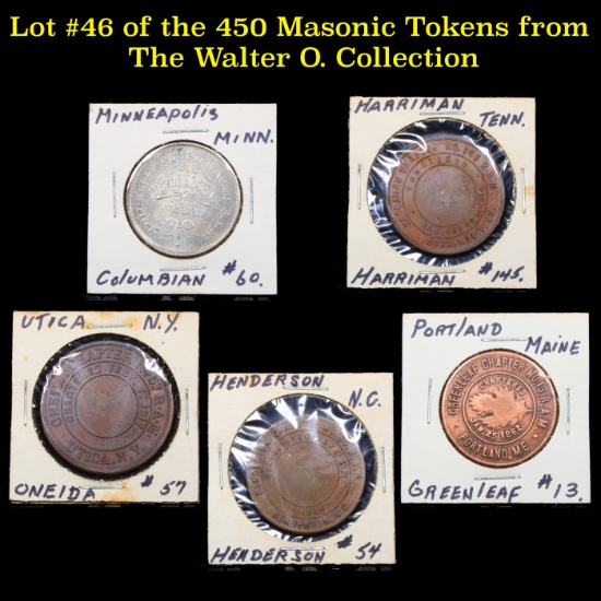 Lot #46 of the 450 Masonic Tokens from The Walter O. Collection