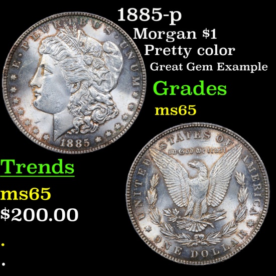 1885-p Morgan Dollar $1 Grades GEM Unc