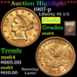 ***Auction Highlight*** 1907-p Gold Liberty Quarter Eagle $2 1/2 Graded Choice Unc By USCG (fc)