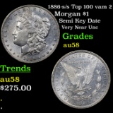 1886-s /s Top 100 vam 2 Morgan Dollar $1 Grades Choice AU/BU Slider