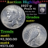 ***Auction Highlight*** 1927-p Peace Dollar $1 Graded Choice+ Unc By USCG (fc)