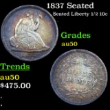 1837 Seated Seated Liberty Half Dime 1/2 10c Grades AU, Almost Unc
