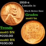 1916-s Lincoln Cent 1c Grades Select Unc BN