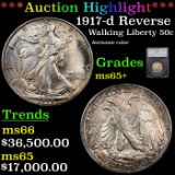 ***Auction Highlight*** 1917-d Reverse Walking Liberty Half Dollar 50c Graded ms65+ By SEGS (fc)