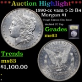 ***Auction Highlight*** 1890-cc vam 5 I3 R4 Morgan Dollar $1 Graded Select Unc By USCG (fc)