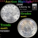 ***Auction Highlight*** 1896 Liberty Nickel 5c Graded ms65 By SEGS (fc)