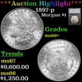 ***Auction Highlight*** 1897-p Morgan Dollar $1 Graded ms66+ By SEGS (fc)