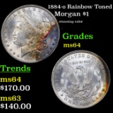 1884-o Rainbow Toned Morgan Dollar $1 Grades Choice Unc