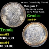 1885-o Morgan Dollar colorfully toned $1 Grades Choice+ Unc