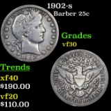 1902-s Barber Quarter 25c Grades vf++