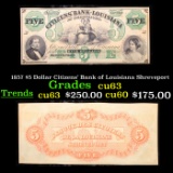 1857 $5 Dollar Citizens' Bank of Louisiana Shreveport Grades Select CU