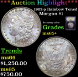 ***Auction Highlight*** 1902-p Rainbow Toned Morgan Dollar $1 Graded GEM+ Unc By USCG (fc)