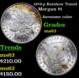 1879-p Rainbow Toned Morgan Dollar $1 Grades Select Unc