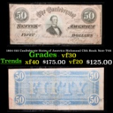 1864 $50 Confederate States of America Richmond CSA Bank Note T-66 Grades vf++