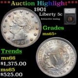 ***Auction Highlight*** 1901 Liberty Nickel 5c Graded ms65+ By SEGS (fc)