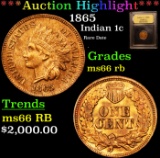 ***Auction Highlight*** 1865 Indian Cent 1c Graded GEM+ Unc RB By USCG (fc)