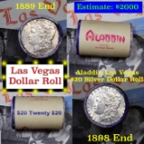***Auction Highlight*** Full Morgan/Peace Casino Las Vegas Aladdin silver $1 roll $20, 1889 & 1898 e