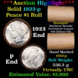 ***Auction Highlight*** AU/BU Slider Northern Nevada Shotgun Solid Date Peace $1 Roll 1923-p Virtual