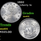 1892 Liberty Nickel 5c Grades Choice Unc