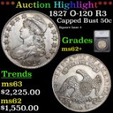 ***Auction Highlight*** 1827 O-120 R3 Capped Bust Half Dollar 50c Graded ms62+ By SEGS (fc)