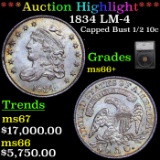 ***Auction Highlight*** 1834 LM-4 Capped Bust Half Dime 1/2 10c Graded ms66+ By SEGS (fc)